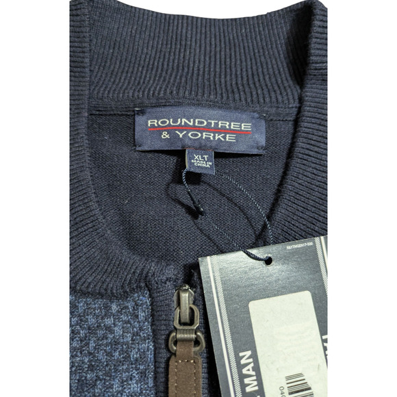 Men's Roundtree & Yorke Big Man Size XL Tall  1/4 Zip Sweater Vest NWT Blue - Picture 5 of 7